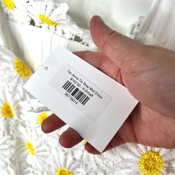 J. Marie Jenna Tie Strap Square Neck White Floral Daisy Lace Shift Midi Dress - Picture 12 of 17